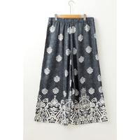 Azura Exchange Black Plus Size Geometric Ethnic Print Drawstring Wide Leg Pants - 4X thumbnail