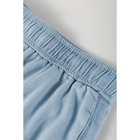 Beau Blue Washed Chambray Drawstring Elastic Waist Plus Size Shorts - 4X thumbnail