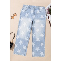 Beau Blue High Waist Star Pattern Plus Size Jeans - 2X thumbnail