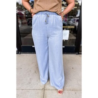 Azura Exchange Beau Blue Light Wash Elastic High Waist Plus Size Loose Straight Jeans - 4X thumbnail