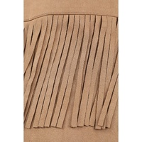 Khaki Fringe Trim Plus Size Suede Shacket - 2X thumbnail
