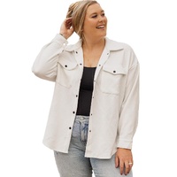 Beige Plus Size Textured Flap Pockets Jacket - 3X thumbnail