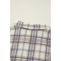 White Plaid Print Tunic Plus Size Shacket with Slits - 1X thumbnail