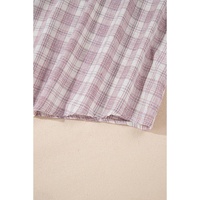 Bonbon Plaid Print Drawstring Hooded Button-up Plus Size Shirt - 4X thumbnail