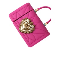 Dolce & Gabbana Women's Pink Silicone Devotion Heart Bag Gold Chain Airpods Case - One Size thumbnail