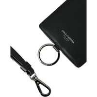 Dolce & Gabbana Men's Black Calf Leather Lanyard Logo Card Holder  Wallet - One Size thumbnail