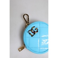 Dolce & Gabbana Women's Light Blue Lamb Leather DG Crystal Round Coin Purse Wallet - One Size thumbnail