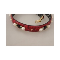 Dolce & Gabbana Women's Red Python Leather Crystals Reversible Shoulder Strap - One Size thumbnail