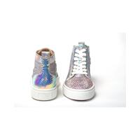 Embellished Leather High Top Sneakers with Swarovski Crystals 35 EU Women thumbnail