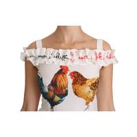 100% Authentic Dolce & Gabbana Sheath Midi Dress with Rooster Print 38 IT Women thumbnail