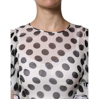 Dolce & Gabbana Women's White Polka Dotted Silk Blend A-line Dress - 36 IT thumbnail