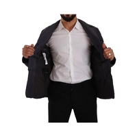 Dolce & Gabbana Men's Blue Silk Goat Coat Blouson Winter Jacket - 52 IT thumbnail