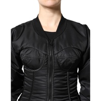 Dolce & Gabbana Women's Black Nylon Full Zip Bustier Corset Jacket - 38 IT thumbnail
