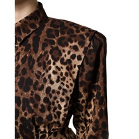 Dolce & Gabbana Women's Brown Leopard Silk Button Down Coat Jacket - 38 IT thumbnail