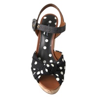 Dolce & Gabbana Women's Black  Wedges Polka Dotted Ankle Strap Shoes Sandals - 37.5 EU thumbnail