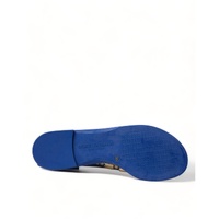 Dolce & Gabbana Women's Elegant Blue Leather Flat Sandals - 35.5 EU thumbnail