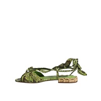 Dolce & Gabbana Women's Green Animal Print Ankle Wrap Sandals Shoes - 40 EU thumbnail