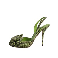 Dolce & Gabbana Women's Green Python Leather Heels Sandals Shoes - 37.5 EU thumbnail
