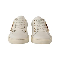 Dolce & Gabbana Women's White Leather Gold Red Heart Sneakers Shoes - 36 EU thumbnail