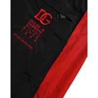 Dolce & Gabbana Men's Black Red Leopard Print Nylon Jogger Pants - 48 IT thumbnail