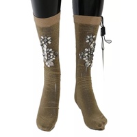 Dolce & Gabbana Women's Gold Stretch Floral Clear Crystal Stocking Socks - M thumbnail