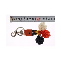 Dolce & Gabbana Women's Silver Brown Raffia Leather Clasp Finder Chain Keyring - One Size thumbnail