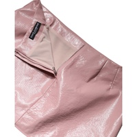Dolce & Gabbana Women's Glossy Pink Cotton High Waist Mini Skirt - 44 IT thumbnail