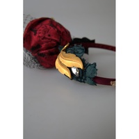 Dolce & Gabbana Women's Red with multicolor Rose Silk Crystal Netted Logo Diadem Headband - One Size thumbnail