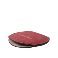 Dolce & Gabbana Women's Red Calfskin Leather Round Logo Hand Mirror Holder - One Size thumbnail