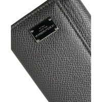 Dolce & Gabbana Men's Black Leather Silver Metal Logo Plaque Trifold Keyring - One Size thumbnail