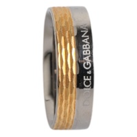 Dolce & Gabbana Men's Gold Silver Tone Real Brass DG Logo Ring - 56 EU thumbnail