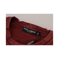 Dolce & Gabbana Men's Maroon Printed Crewneck Tee Cotton T-shirt - 44 IT thumbnail