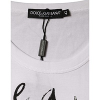 Dolce & Gabbana Women's White Cotton Logo Print Round Neck T-shirt - 42 IT thumbnail