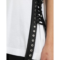 Dolce & Gabbana Women's White Slogan Print Lacing Detailed T-shirt - 36 IT thumbnail