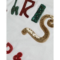 Dolce & Gabbana Women's White Cotton Christmas Sequin Fur T-shirt - 36 IT thumbnail