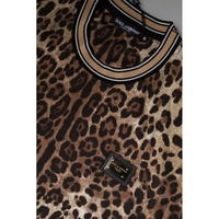 Dolce & Gabbana Men's Brown Leopard Crew Neck Short Sleeve T-shirt - 50 IT thumbnail