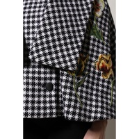 Dolce & Gabbana Women's Black White Monochrome Patterned Floral Cape Jacket - 40 IT thumbnail