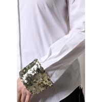 Dolce & Gabbana Women's White Cotton Long Sleeves Sequin Shirt Top - 40 IT thumbnail