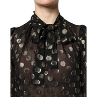Dolce & Gabbana Women's Black Sheer Tied Neck Polka Dots Blouse Top - 38 IT thumbnail