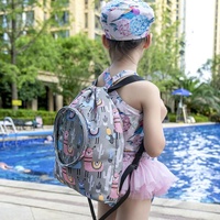 Blue Waterproof Drawstring Beach Bag L Size For Kids Wet & Dry Separation Shoulder Strap - Grey L thumbnail