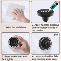 Wall Mounted Magnetic Blower Holder for Nozzles - no Punch Needed - For Dyson Hair Dryer thumbnail
