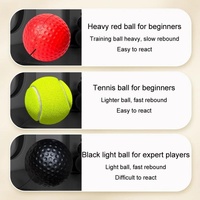 Indoor Boxing Reflex Training Ball With Headband - Black Pu Speed Ball - Rubber Ball Red thumbnail