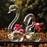 Swan Flower Vases - Home Decor Wedding Gifts Glass Crafts thumbnail