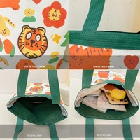 Cartoon Graffiti Bento Bag - Cute Canvas Handbag - Model 2 Green thumbnail