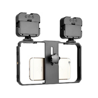 Vlogging Live Broadcast Smartphone Video Rig With Led Selfie Light And Stabilizer Handle thumbnail