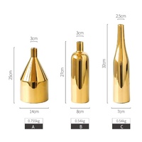 Gold Plated Ceramic Flower Vase - Desktop Decorative Three-piece Set thumbnail