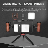 Vlogging Live Broadcast Smartphone Video Rig With Led Light And Mic thumbnail