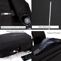 Hard Shell Backpack Alloy Frame Anti-theft Computer Bag for Men Blue thumbnail