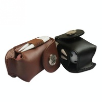 Leather Golf Ball Waist Pouch - Portable Tee Bag for Sports - Black thumbnail
