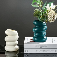 Imitation Glaze Porcelain Spiral Vase for Wet & Dry Flower Arrangements - White thumbnail